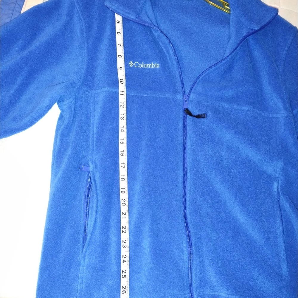Columbia Fleece Zip Up Jacket Women's L Blue Long Sleeve Zip Pocket - Picture 3 of 11